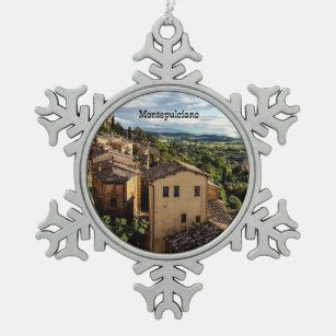 Montepulciano, Toskana, Italien Schneeflocken Zinn-Ornament