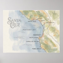 Monterey Bay California Regional Map  Poster