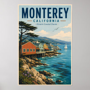 Monterey Bay Kalifornien Illustration Reise Kunst Poster