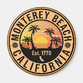 Monterey Beach California Retro Sunset Souvenirs Magnet (Vorne)