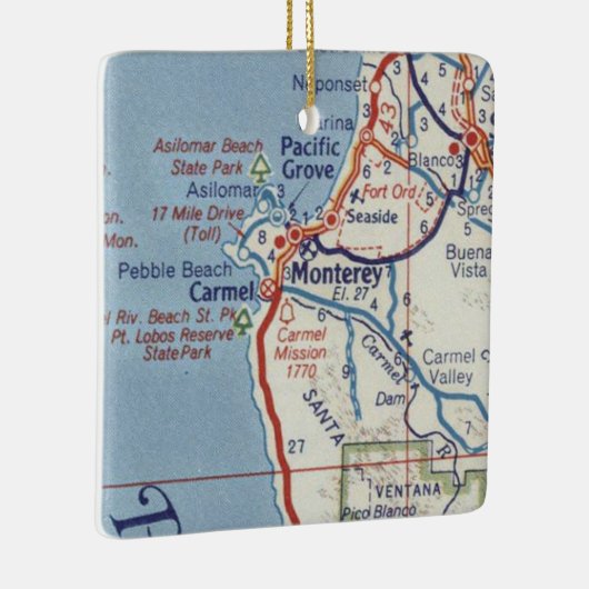 Monterey CA 50's Map Keramikornament (Rechts)