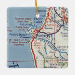 Monterey CA 50's Map Keramikornament<br><div class="desc">Monterey CA und Carmel California Weihnachtsschmuck aus dem Jahr 1955 Vintage Roadmap.</div>