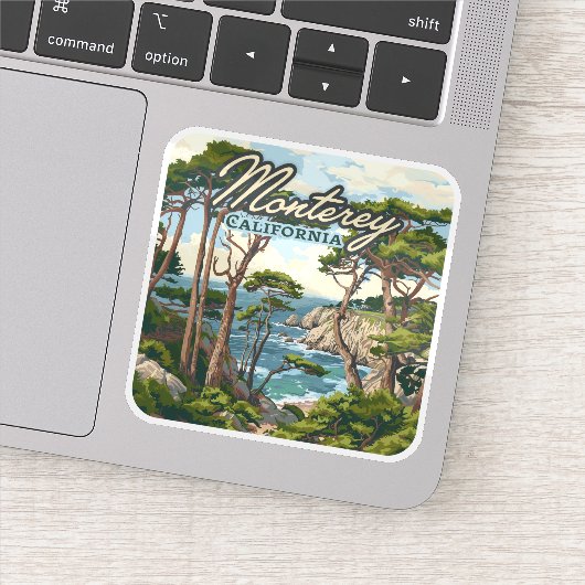 Monterey California Cypress Trees Ocean Coast Aufkleber (Detail)