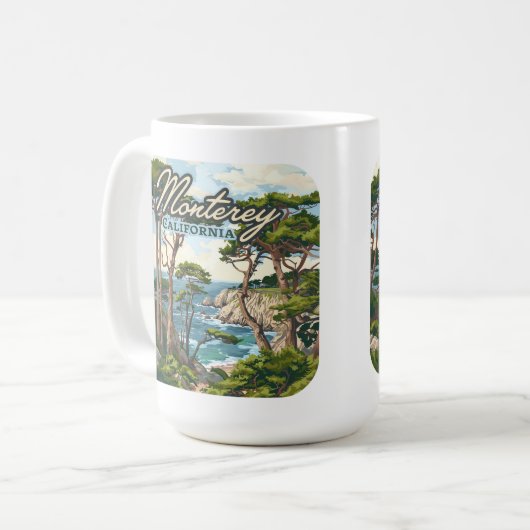 Monterey California Cypress Trees Ocean Coast Kaffeetasse (Vorderseite Links)