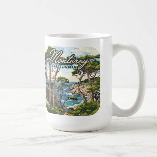 Monterey California Cypress Trees Ocean Coast Kaffeetasse (Rechts)