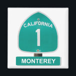 Monterey California Highway 1 Magnet<br><div class="desc">Dieser Magnet zeichnet sich durch ein Monterey,  California Highway 1 Zeichen aus. Siehe auch meine anderen Highway 1 Artikel für Monterey und andere Küstenstädte.</div>