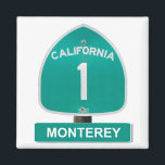 Monterey California Highway 1 Magnet<br><div class="desc">Dieser Magnet zeichnet sich durch ein Monterey,  California Highway 1 Zeichen aus. Siehe auch meine anderen Highway 1 Artikel für Monterey und andere Küstenstädte.</div>