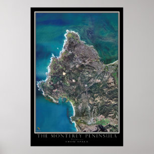 Monterey Halbinsel Kalifornien Satellitenkarte Poster