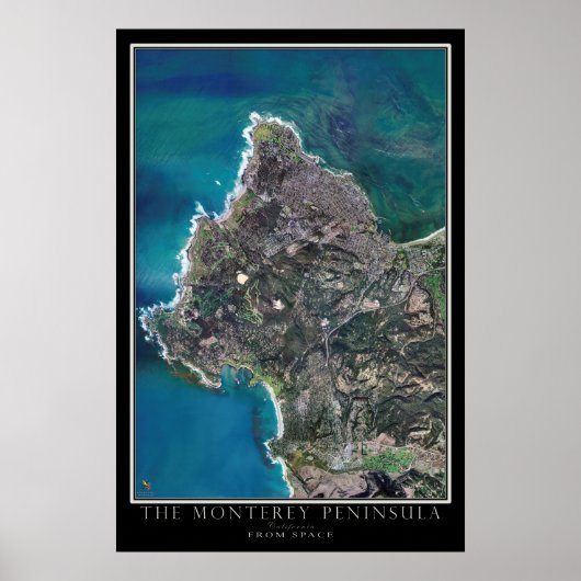 Monterey Halbinsel Kalifornien Satellitenkarte Poster (Vorne)