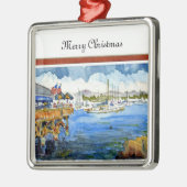 Monterey-Jachthafen-Weihnachtsverzierung Silbernes Ornament (Links)