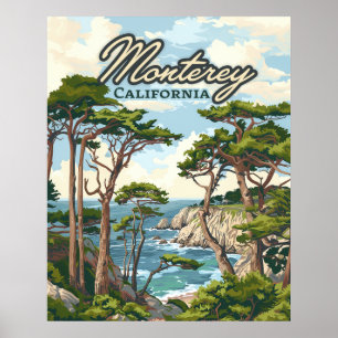 Monterey Kalifornien Zypressen Bäume Ozean Küste Poster