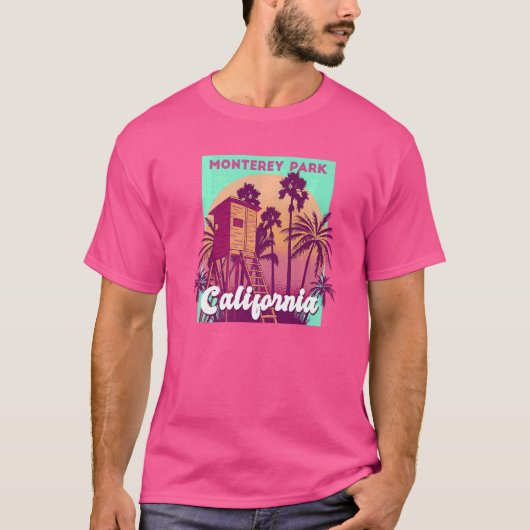 Monterey Park California Palme Beach Retro Vin T-Shirt (Vorderseite)