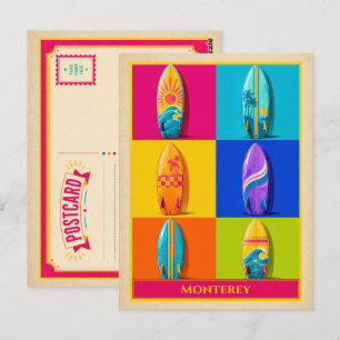 Monterey Postkarte Kalifornien Surfboard Vintage