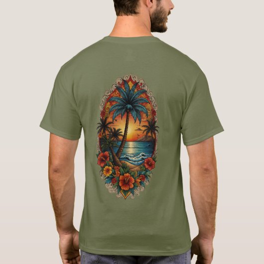 "Monterey Tropics: Tattoo Inspiriert T - Shirt Art (Rückseite)