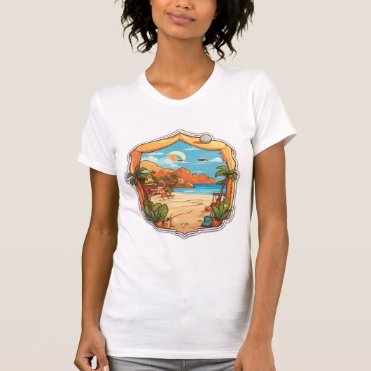 Monterey Waves: Tropisches Tattoo Fusion T-Shirt (Vorderseite)