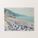 Monterosso al Mare Cinque Terre Italy Beach Foto Puzzle<br><div class="desc">Ein Foto des wunderschönen Strandes von Monterosso al Mare,  Cinque Terre,  Italien mit den farbenfrohen Sonnenschirmen und türkisblauem Wasser.</div>