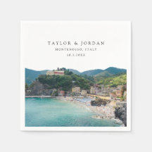 Monterosso Italien Hochzeitspapier Cocktail Napkin