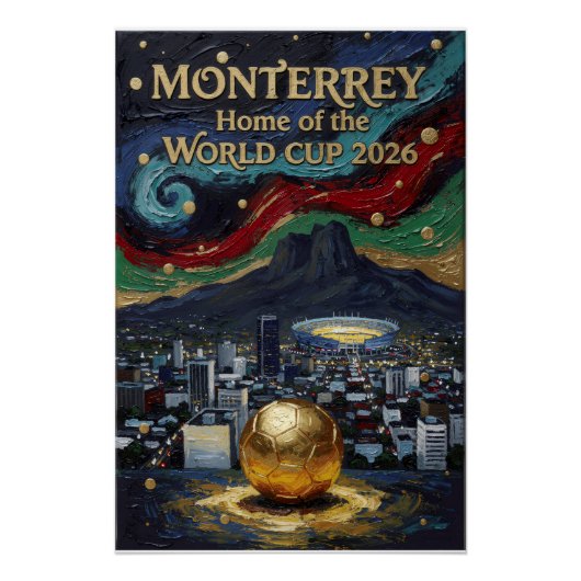 Monterrey Fußballkunst 2026 Stadion Stadt Design Poster (Vorderseite)
