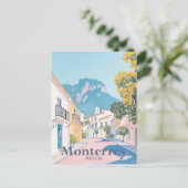 Monterrey Mexico Aquarellbahn Illustration Postkarte (Stehend Vorderseite)