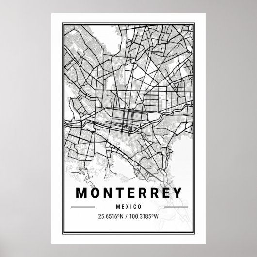 Monterrey Mexico Cities Travel City Map Modern Poster (Vorne)