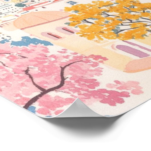 Monterrey Mexico Gouache Paint Illustration Travel Poster (Ecke)