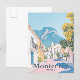 Monterrey Mexiko Aquarell Reiseillustration Postkarte