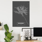 Monterrey, Mexiko (weiß auf schwarz) Poster (Heimbüro)