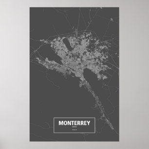Monterrey, Mexiko (weiß auf schwarz) Poster