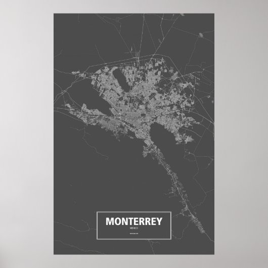 Monterrey, Mexiko (weiß auf schwarz) Poster (Vorne)