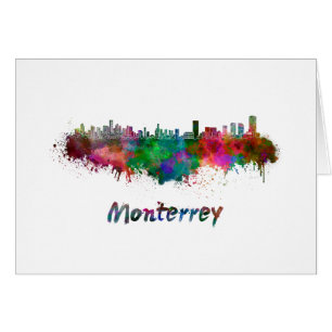 Monterrey skyline im Watercolor