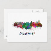 Monterrey skyline im Watercolor Postkarte (Vorne/Hinten)