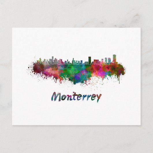 Monterrey skyline im Watercolor Postkarte (Vorderseite)