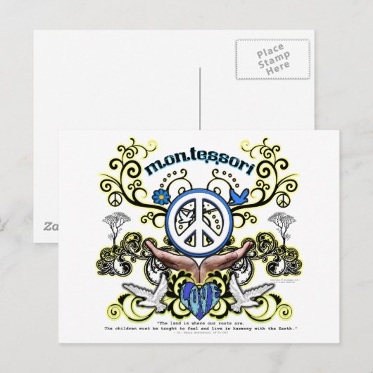 Montesori Peace Postkarte (Vorne/Hinten)