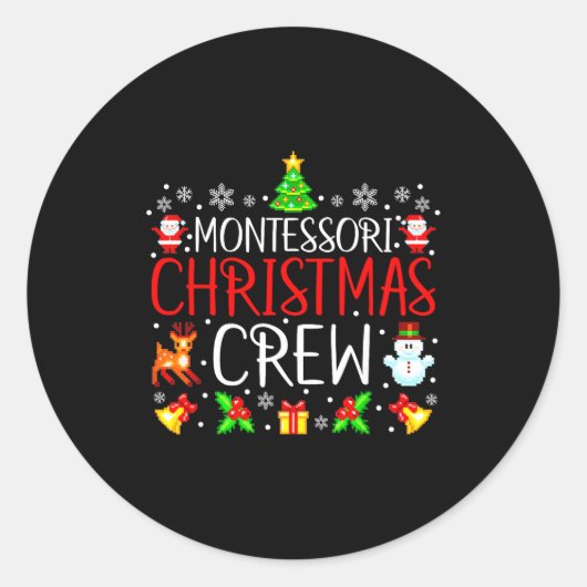 Montessori Christmas Crew Matching Xmas  Runder Aufkleber (Vorderseite)