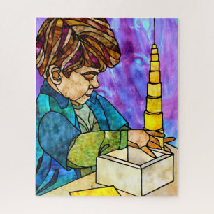 Montessori Gelbes, Knoblauch-Zylinderpuzzle Puzzle
