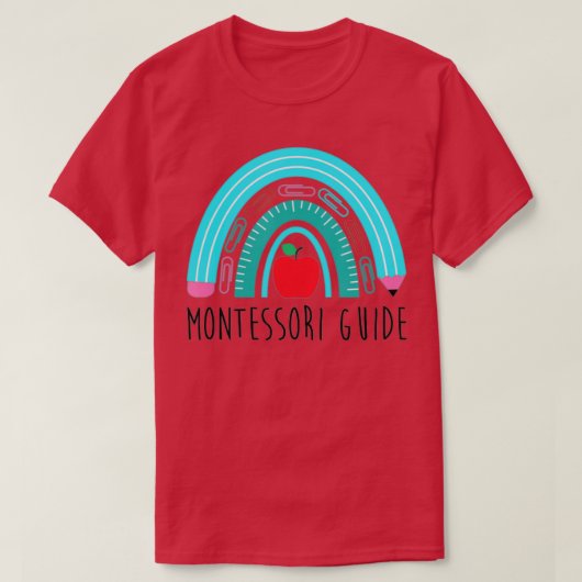 Montessori Guide Rainbow Teacher Pencil School Edu T-Shirt (Design vorne)