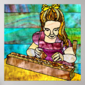 Montessori Kind mit sensorischem Zylinderblock Poster (Vorne)