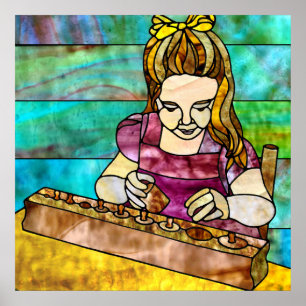 Montessori Kind mit sensorischem Zylinderblock Poster