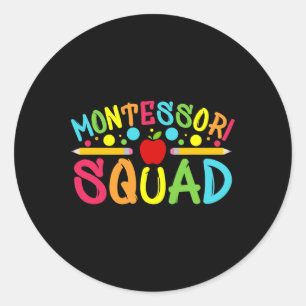 Montessori Squad Montessori Lehrer zurück zur Schu Runder Aufkleber