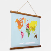Montessori Weltkarte Wandteppich Mit Holzrahmen (Gewinkelt)