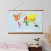 Montessori Weltkarte Wandteppich Mit Holzrahmen (Schlafzimmer)