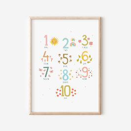 Montessori zählt auf 10 Print Poster