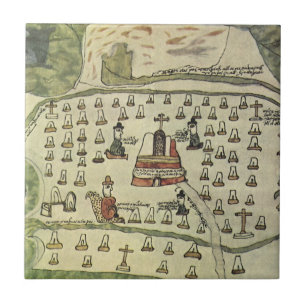Monteumas Aztekenreich, Antike Weltkarte, 1577 Fliese