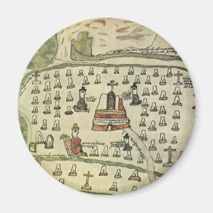 Monteumas Aztekenreich, Antike Weltkarte, 1577 Magnet