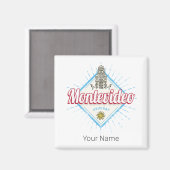 Montevideo City Uruguay Palacio Salvo Souvenir Magnet (Vorderseite/Rückseite)