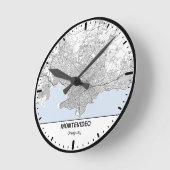 Montevideo Clock City Line Art Runde Wanduhr (Winkel)