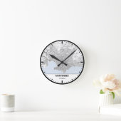 Montevideo Clock City Line Art Runde Wanduhr (Zuhause)