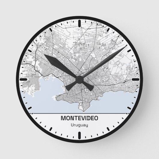 Montevideo Clock City Line Art Runde Wanduhr (Vorderseite)