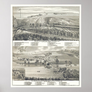 Montevideo, MN Panorama Karte - 1874 Poster