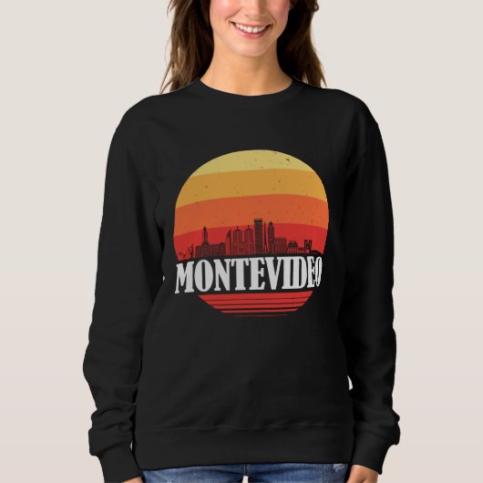 Montevideo Skyline Sunset in Retro Vintage Style Sweatshirt (Vorderseite)